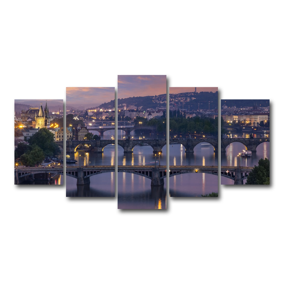 AUTO-MOCKUP WHITE | Vltava Bridges in Prague | 5 Piece | Gallery Wrap Canvas | group=5_normal