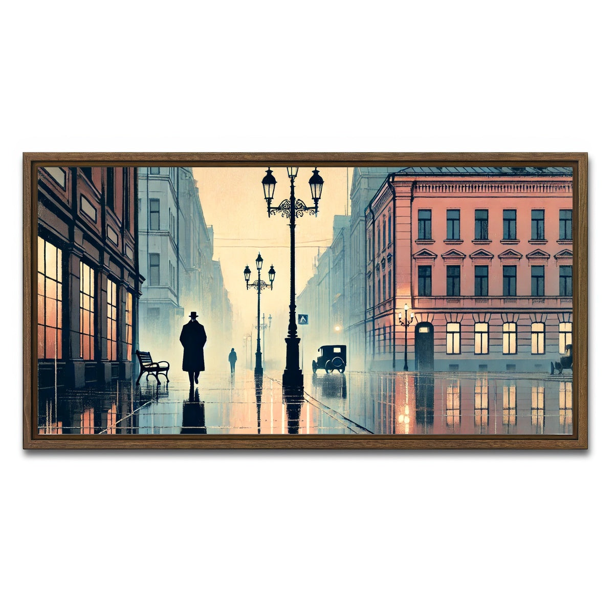 AUTO-MOCKUP WHITE | Walk in the Rain | 1 Piece | Walnut Framed Canvas | group=2x1