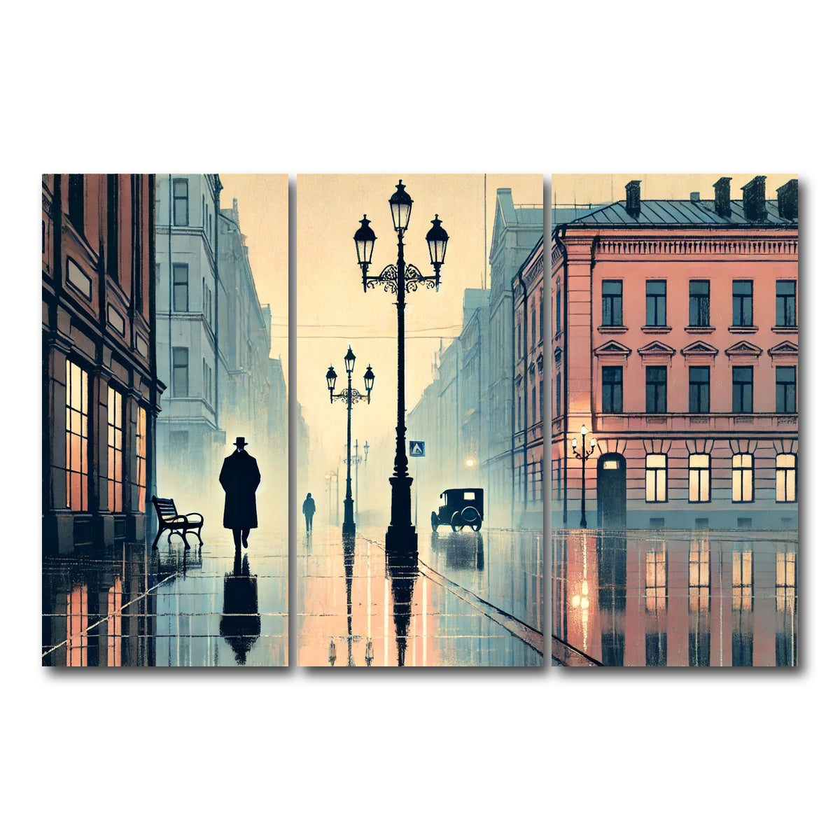 AUTO-MOCKUP WHITE | Walk in the Rain | 3 Piece | Gallery Wrap Canvas | group=12x24
