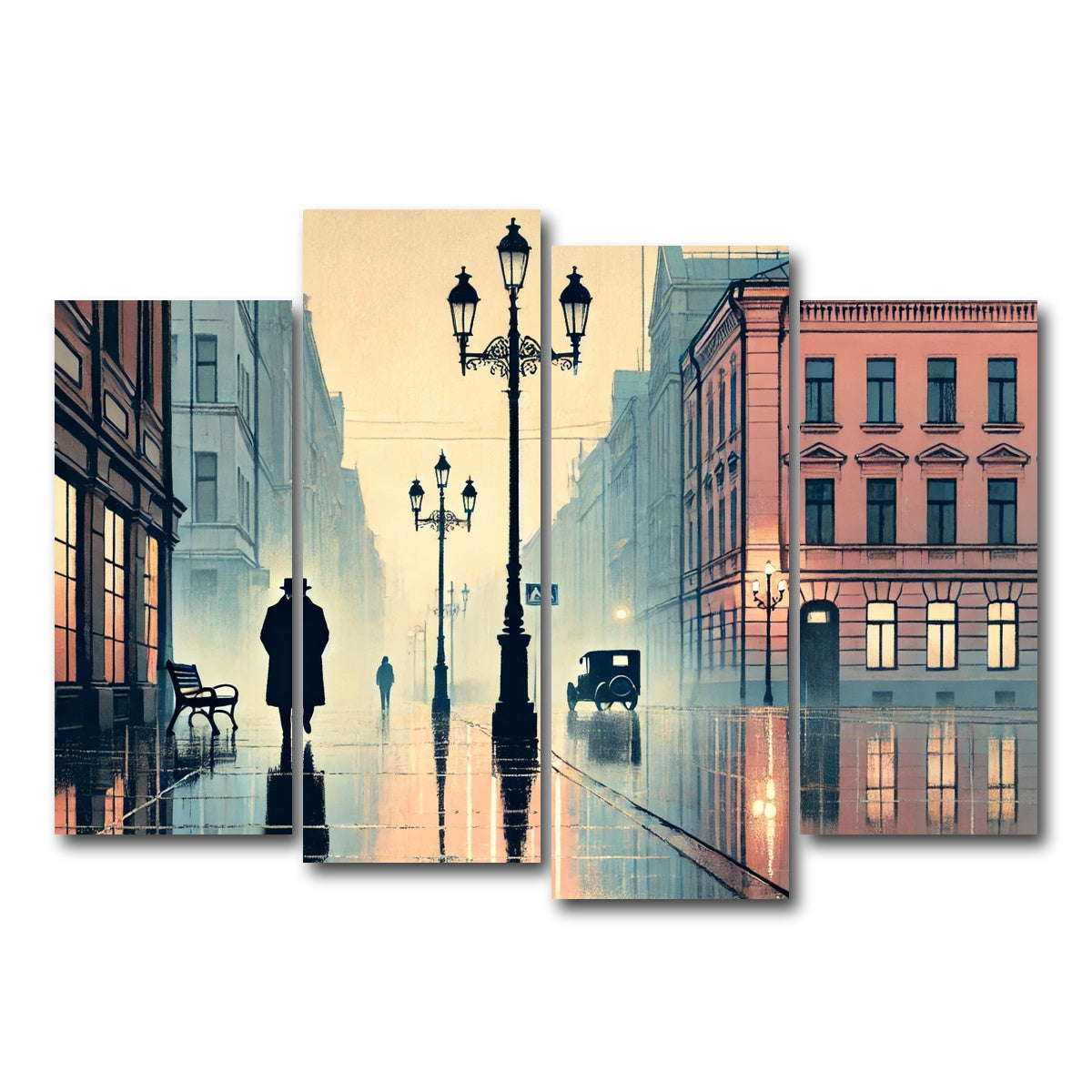 AUTO-MOCKUP WHITE | Walk in the Rain | 4 Piece | Gallery Wrap Canvas | group=4_normal