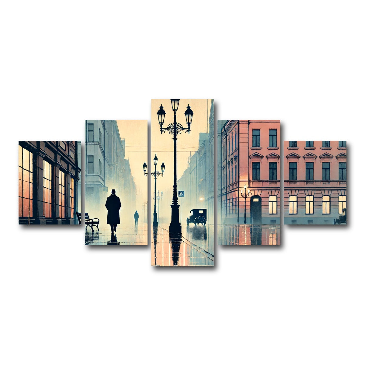 AUTO-MOCKUP WHITE | Walk in the Rain | 5 Piece | Gallery Wrap Canvas | group=5_short