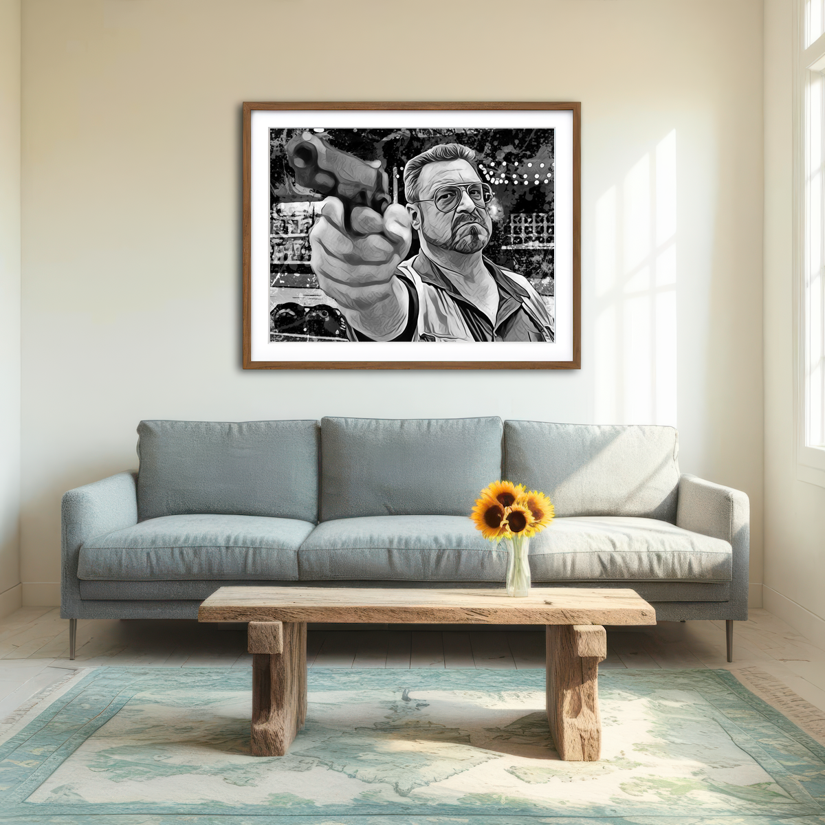 AUTO-MOCKUP ROOM | Walter Sobchak Grayscale Wall Art