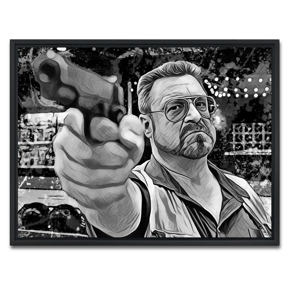 AUTO-MOCKUP WHITE | Walter Sobchak Grayscale | 1 Piece | Black Framed Canvas | group=4x3