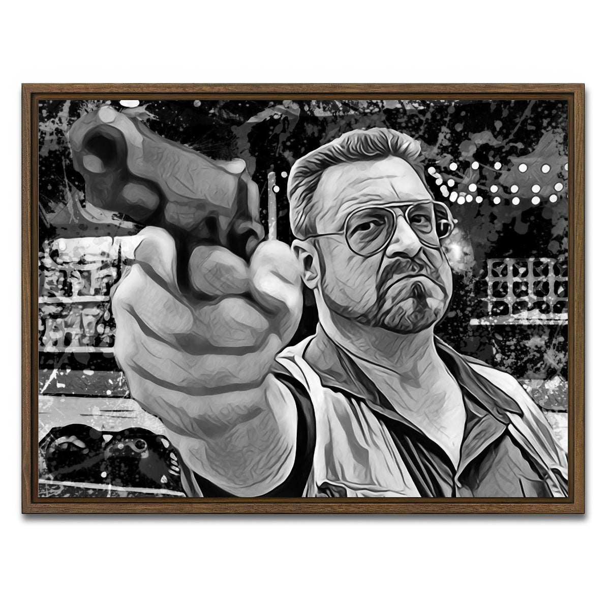 AUTO-MOCKUP WHITE | Walter Sobchak Grayscale | 1 Piece | Walnut Framed Canvas | group=4x3