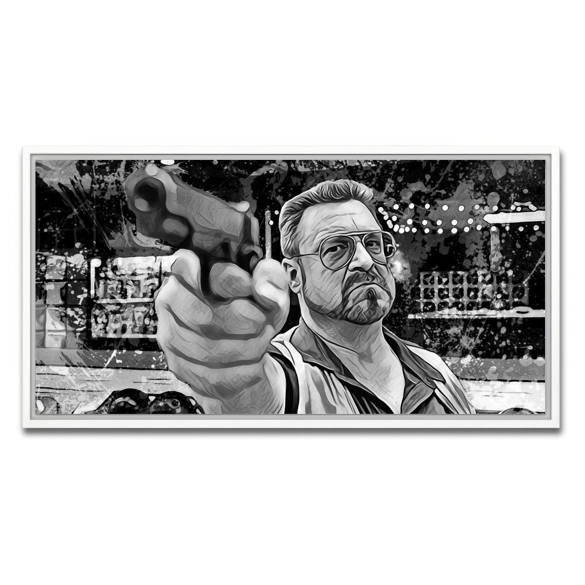 AUTO-MOCKUP WHITE | Walter Sobchak Grayscale | 1 Piece | White Framed Canvas | group=2x1