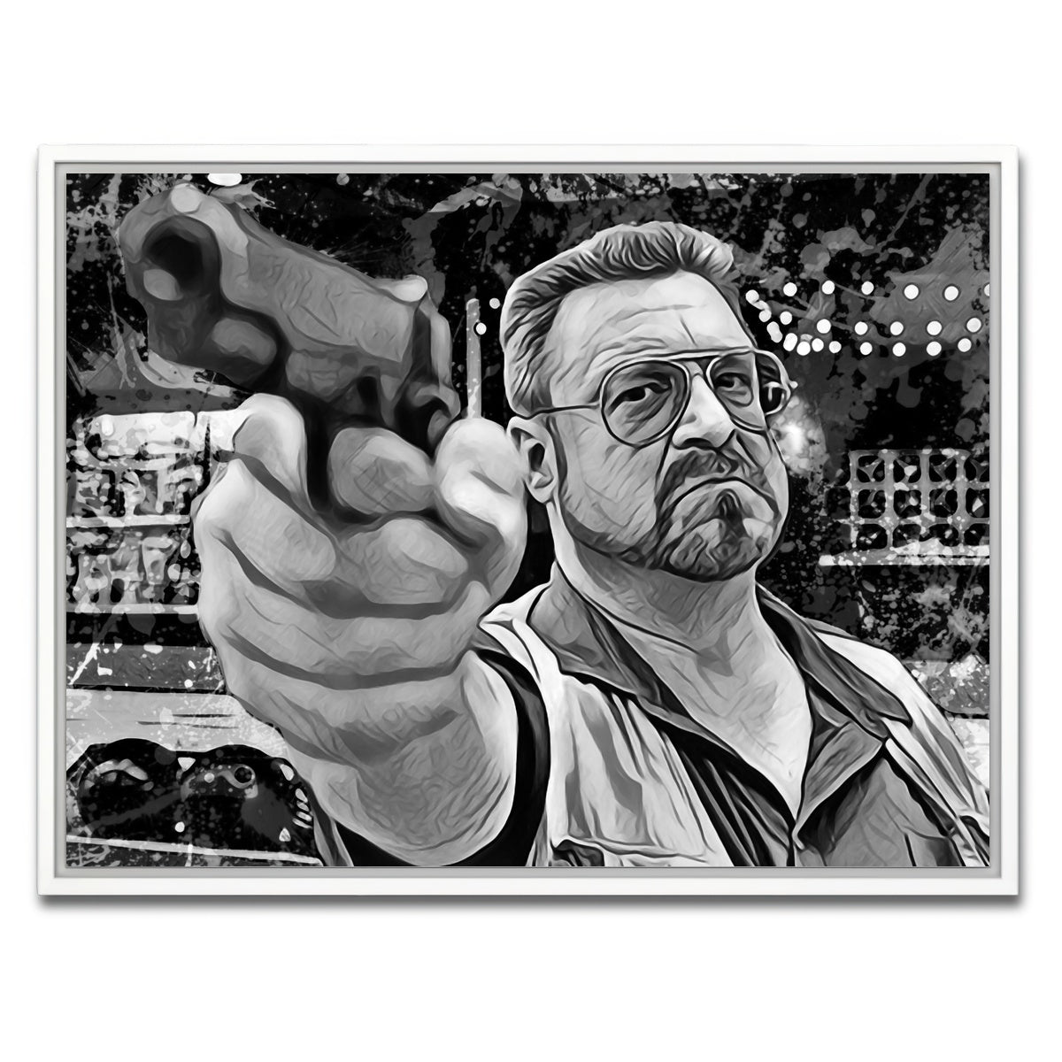 AUTO-MOCKUP WHITE | Walter Sobchak Grayscale | 1 Piece | White Framed Canvas | group=4x3