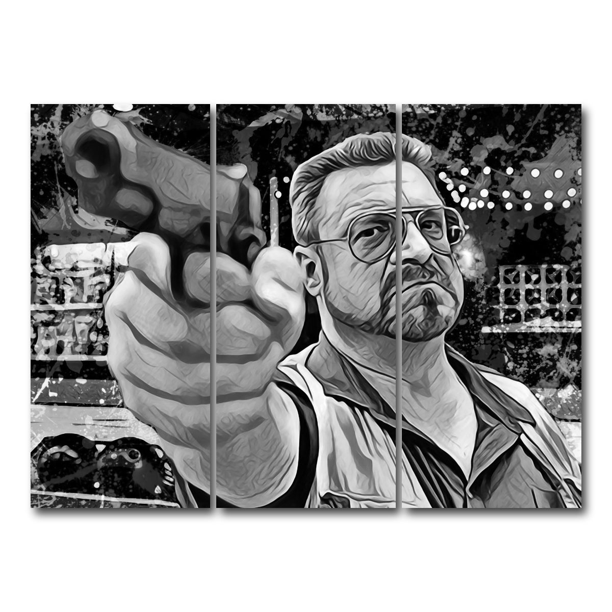 AUTO-MOCKUP WHITE | Walter Sobchak Grayscale | 3 Piece | Gallery Wrap Canvas | group=8x18