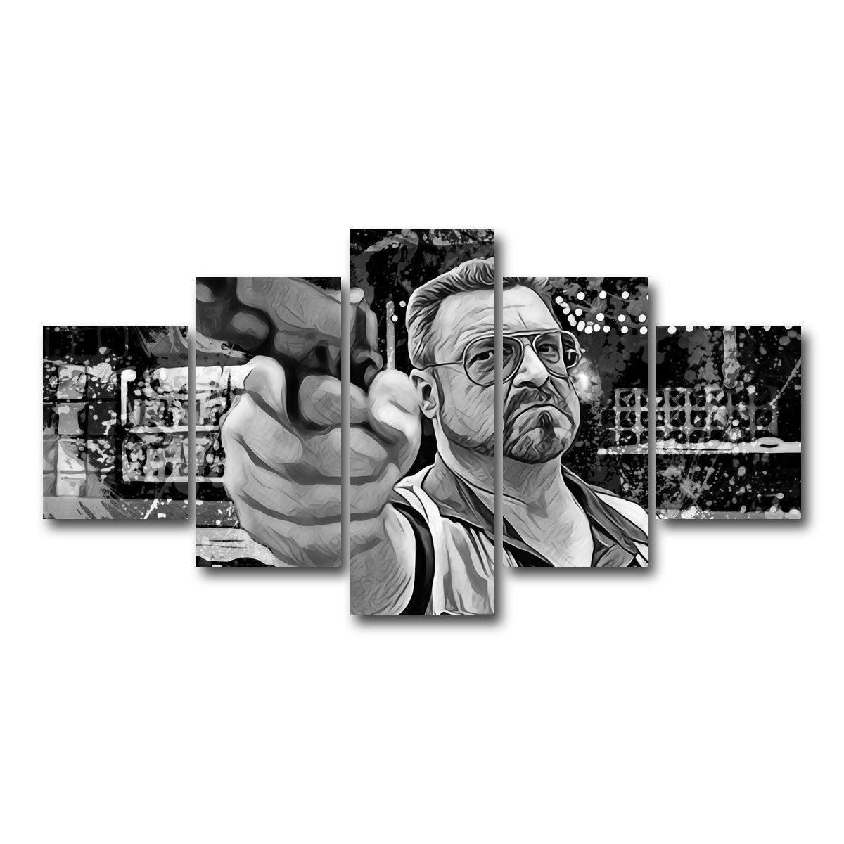 AUTO-MOCKUP WHITE | Walter Sobchak Grayscale | 5 Piece | Gallery Wrap Canvas | group=5_short