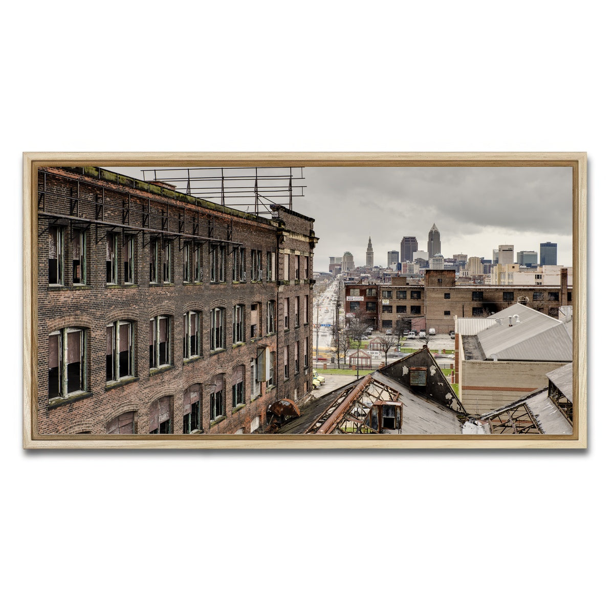 AUTO-MOCKUP WHITE | Warner & Swasey Overlooking Cleveland | 1 Piece | Natural Framed Canvas | group=2x1
