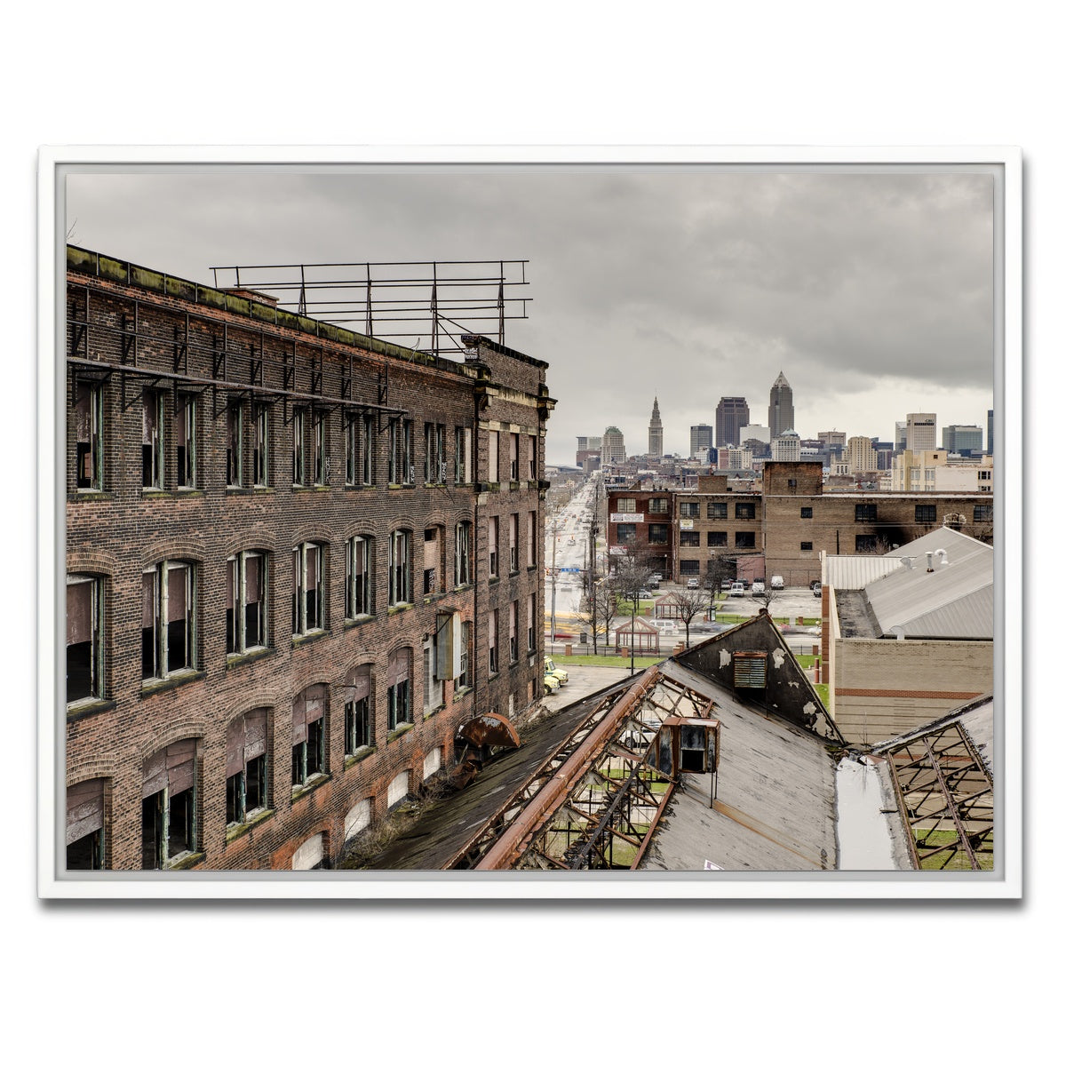 AUTO-MOCKUP WHITE | Warner & Swasey Overlooking Cleveland | 1 Piece | White Framed Canvas | group=4x3