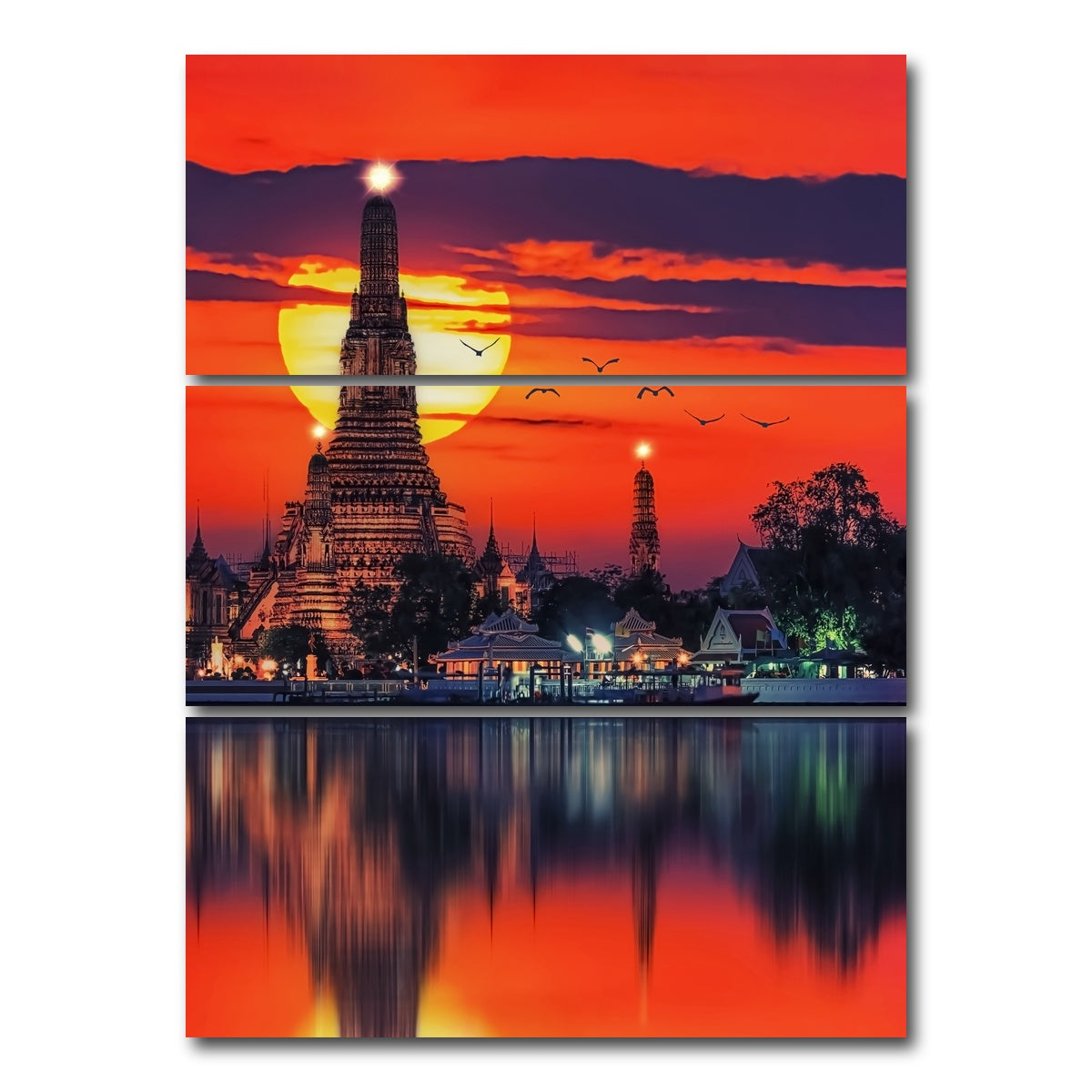 AUTO-MOCKUP WHITE | Wat Arun Ratchawararam | 3 Piece | Gallery Wrap Canvas | group=8x18_stacked