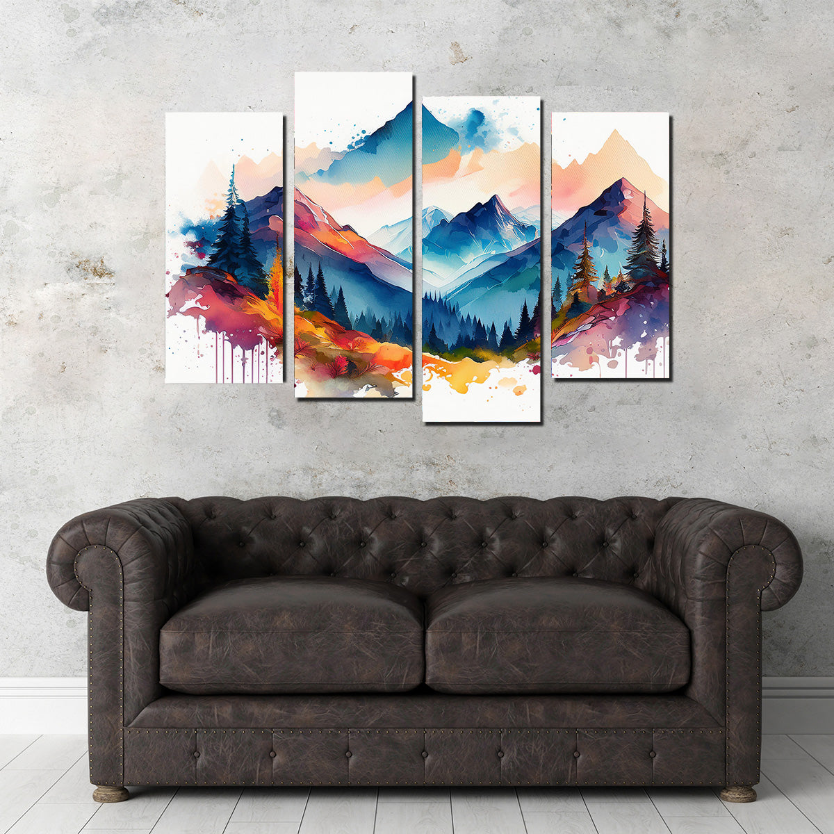 Water Color Mountain Wall Art