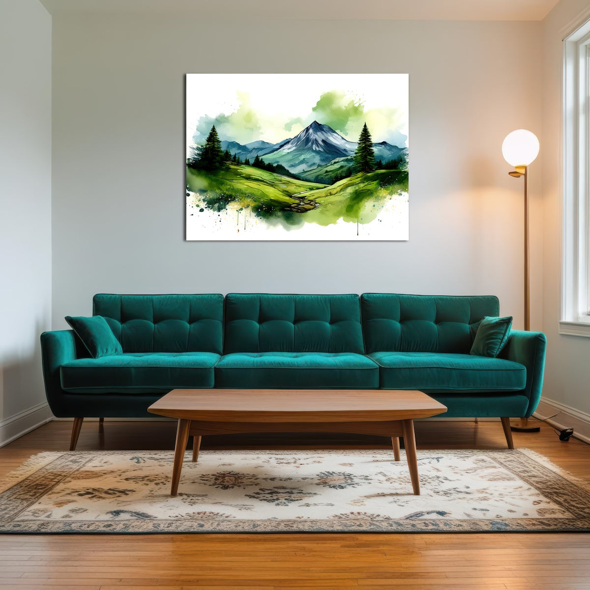 AUTO-MOCKUP ROOM | Water Color Green Mountain