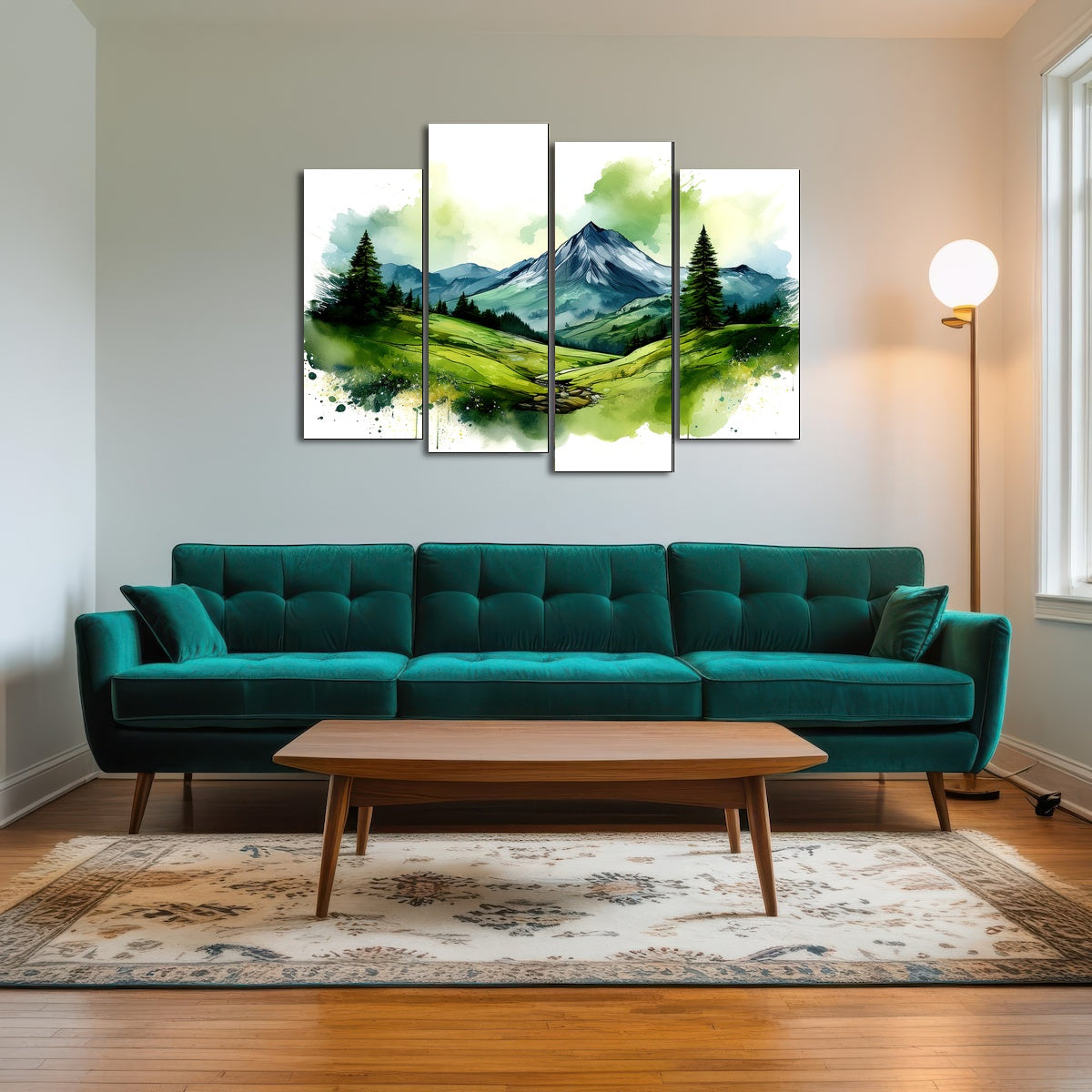 AUTO-MOCKUP ROOM | Water Color Green Mountain