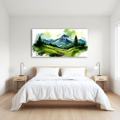 AUTO-MOCKUP ROOM | Water Color Green Mountain