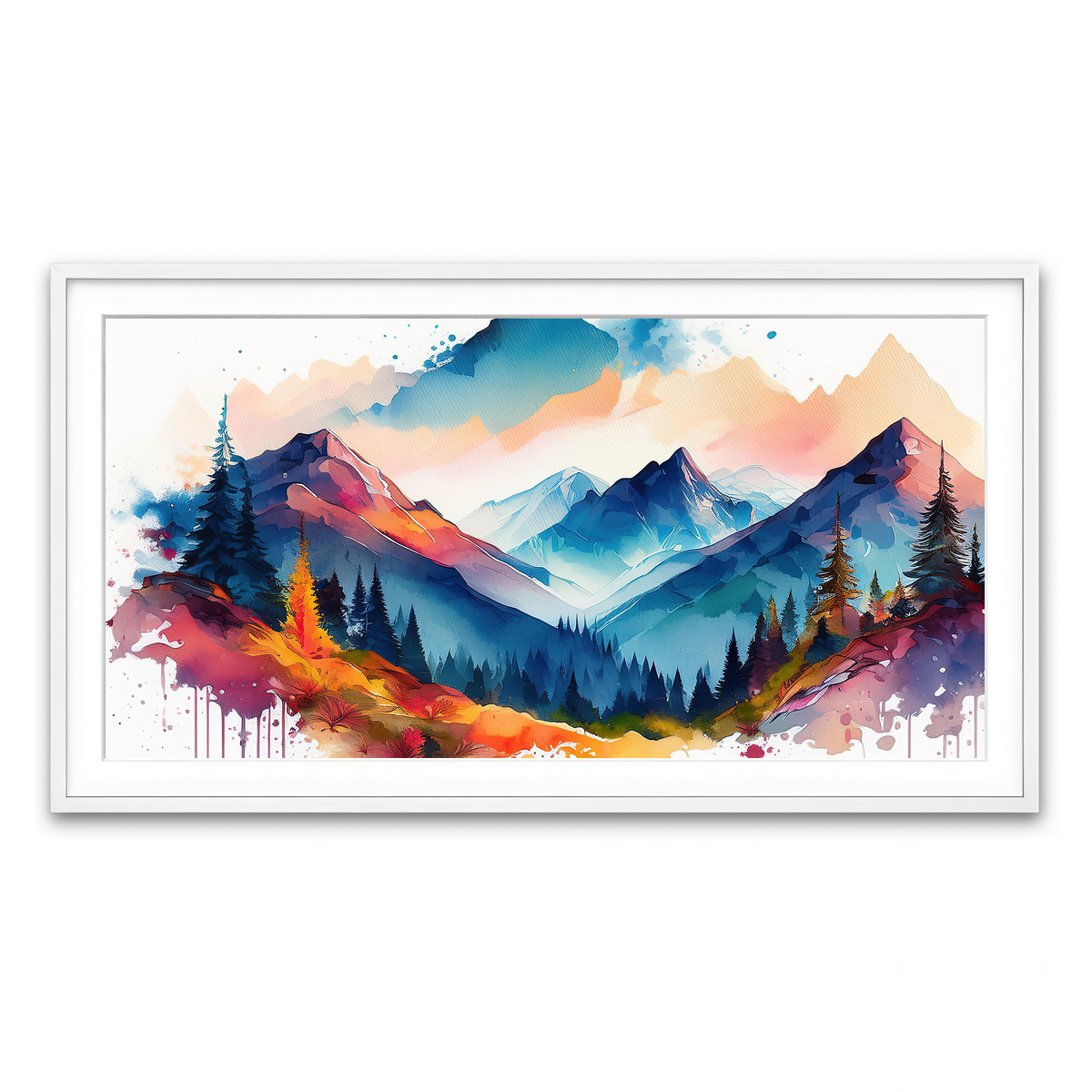 Framed Print 2x1 White