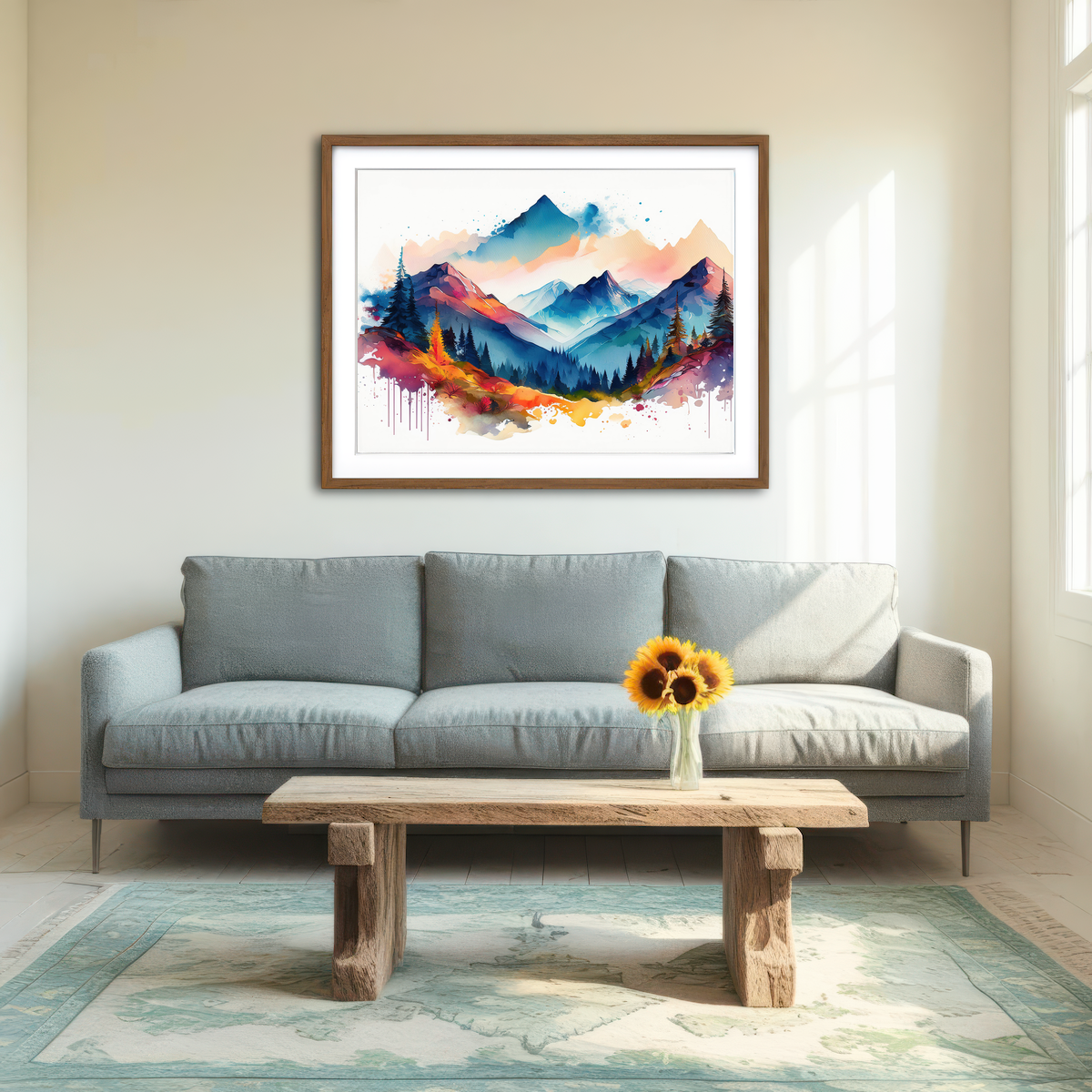 AUTO-MOCKUP ROOM | Water Color Mountain Wall Art