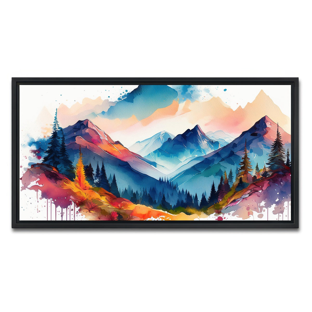 AUTO-MOCKUP WHITE | Water Color Mountain | 1 Piece | Black Framed Canvas | group=2x1