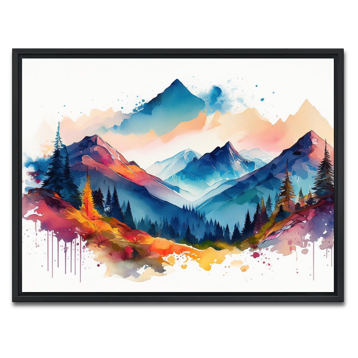 AUTO-MOCKUP WHITE | Water Color Mountain | 1 Piece | Black Framed Canvas | group=4x3