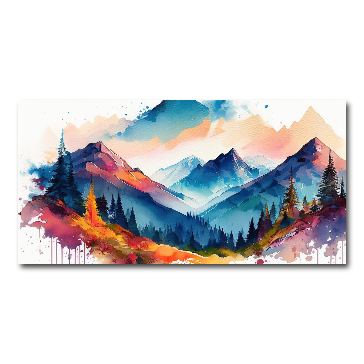 AUTO-MOCKUP WHITE | Water Color Mountain | 1 Piece | Gallery Wrap Canvas | group=2x1