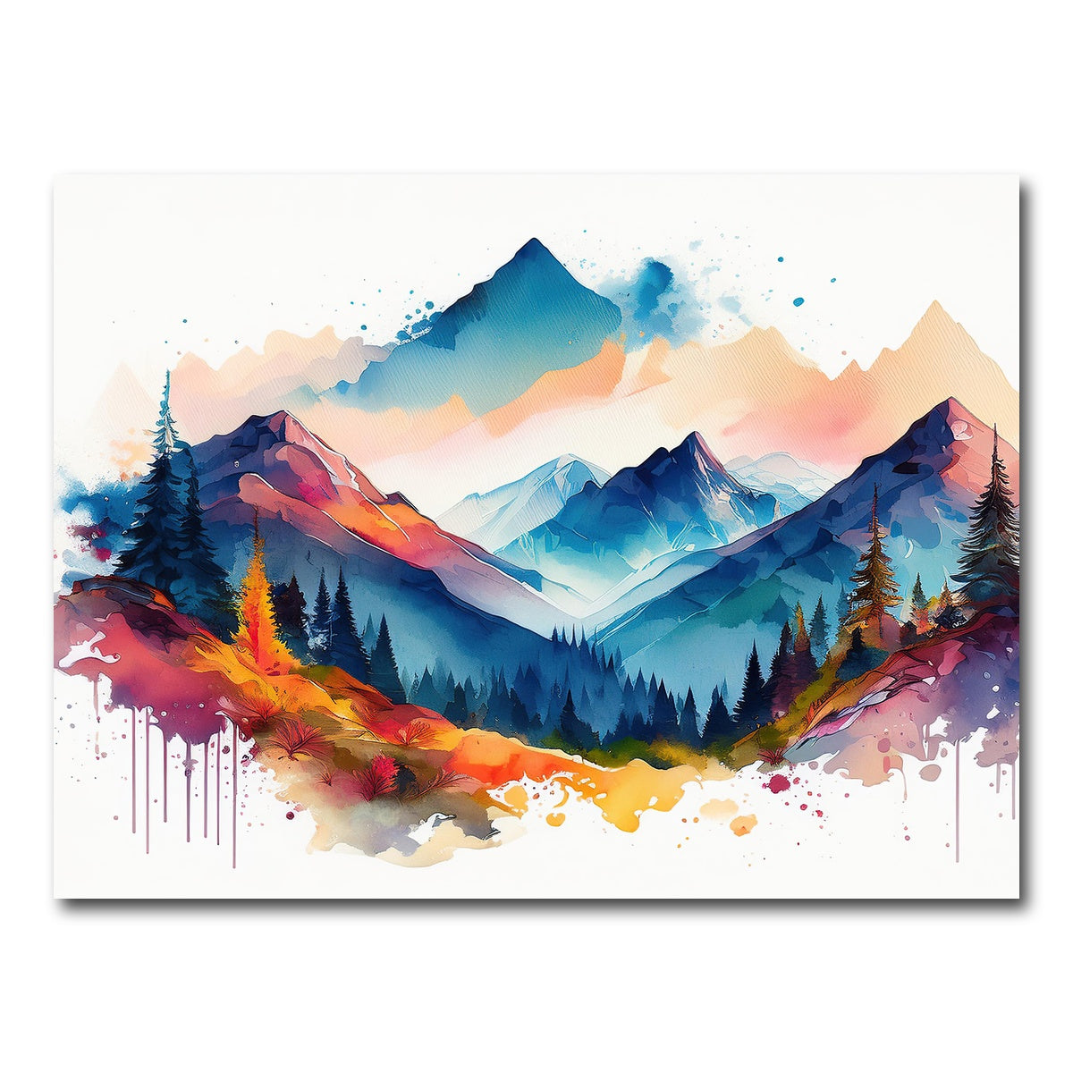 AUTO-MOCKUP WHITE | Water Color Mountain | 1 Piece | Gallery Wrap Canvas | group=4x3