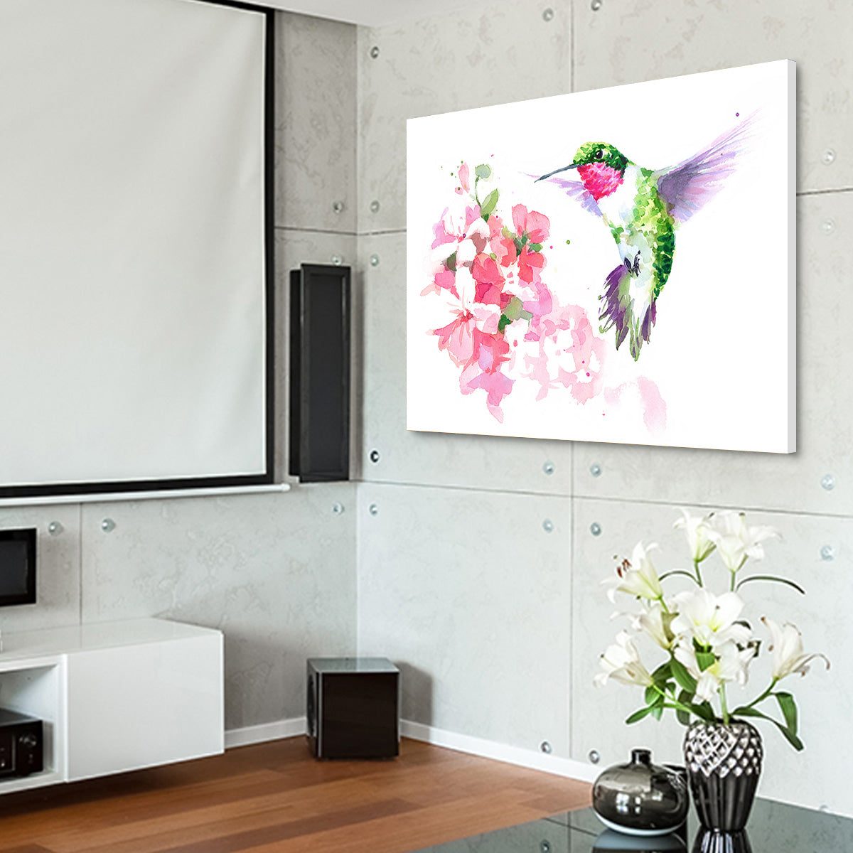 Watercolor Hummingbird Wall Art