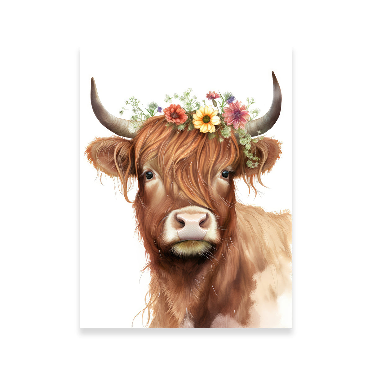 Watercolor Scottish Highland Cow Wall Art