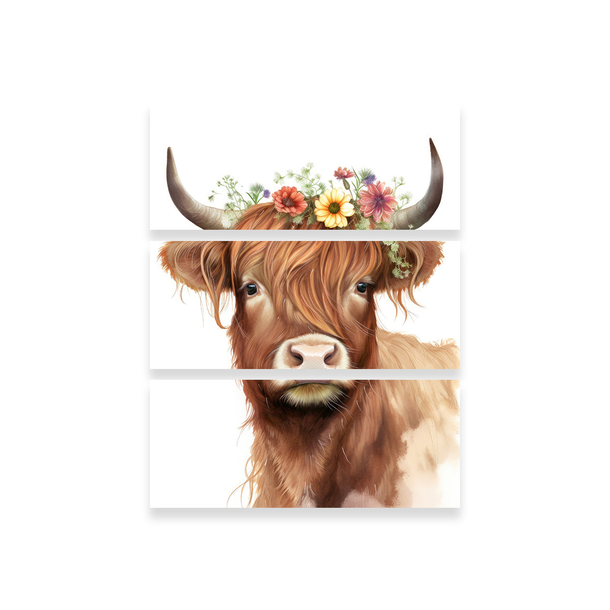 Watercolor Scottish Highland Cow Wall Art