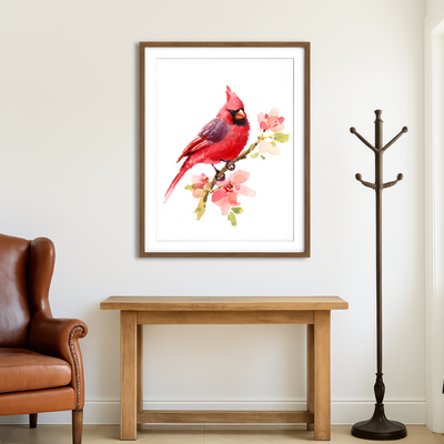 AUTO-MOCKUP ROOM | Watercolor Cardinal Wall Art