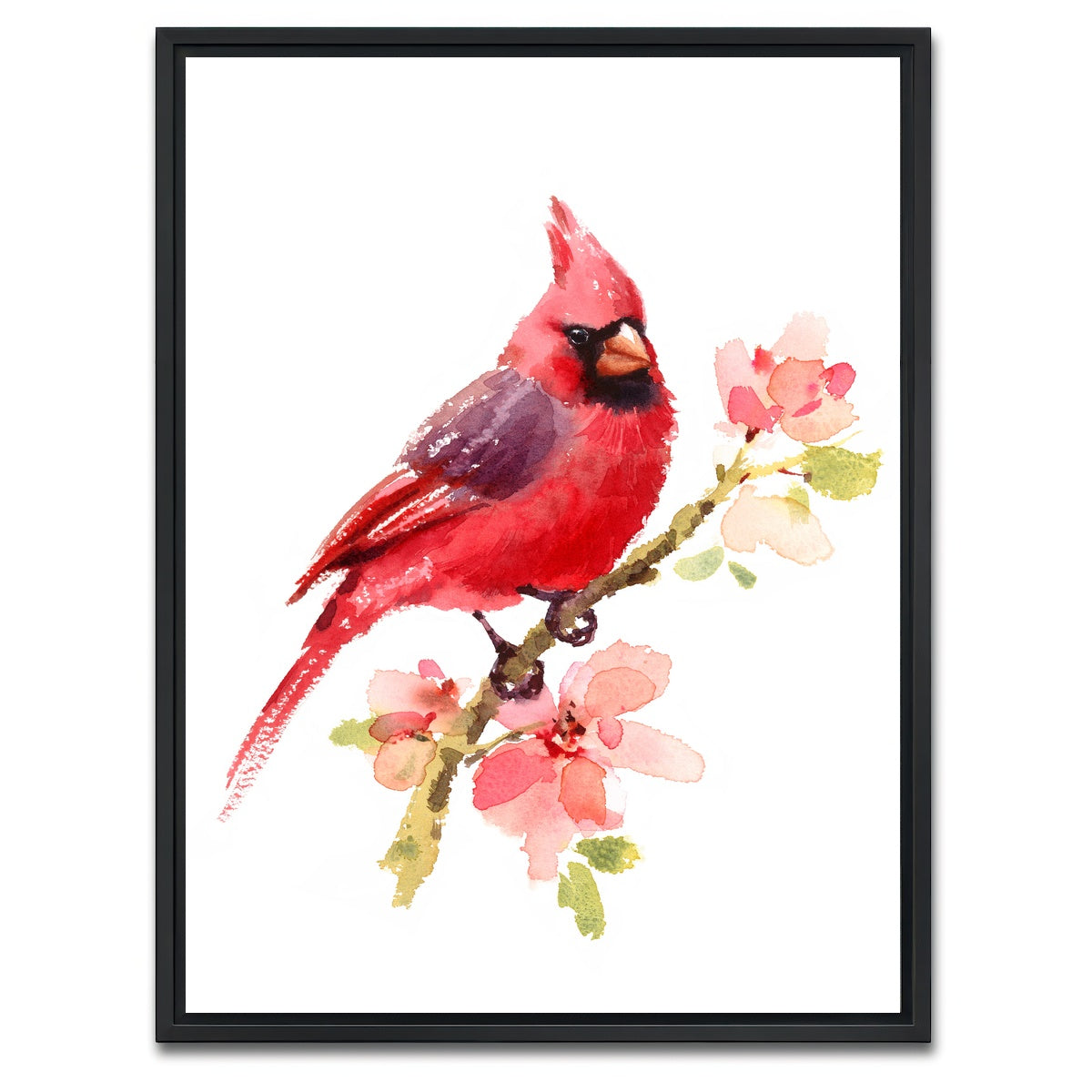 AUTO-MOCKUP WHITE | Watercolor Cardinal | 1 Piece | Black Framed Canvas | group=3x4