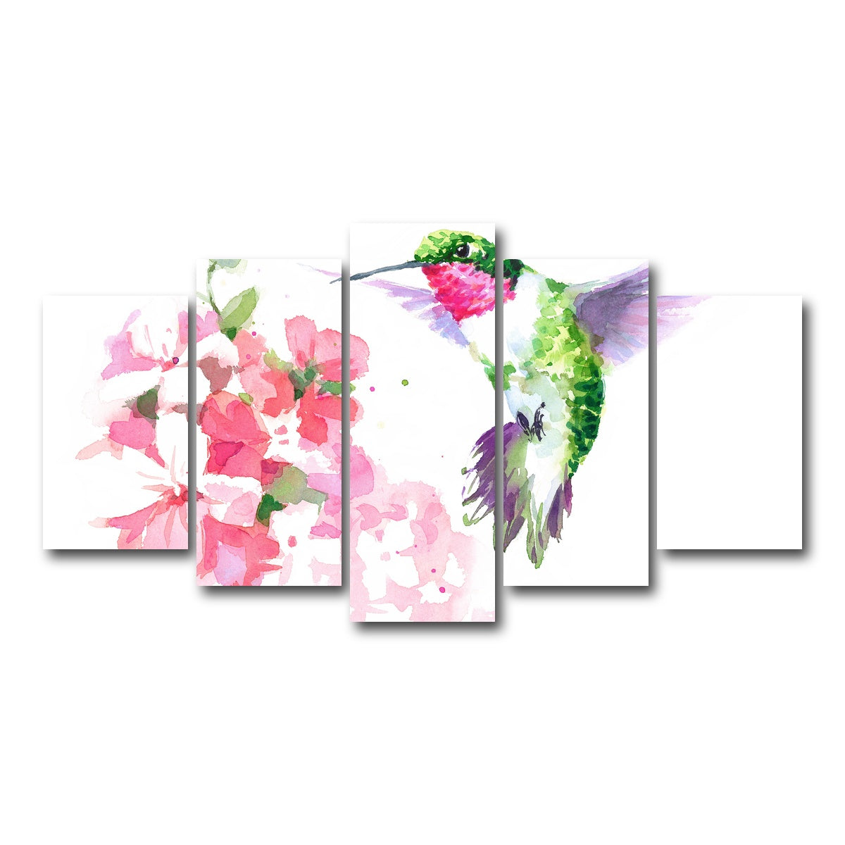 AUTO-MOCKUP WHITE | Watercolor Hummingbird | 5 Piece | Gallery Wrap Canvas | group=5_normal