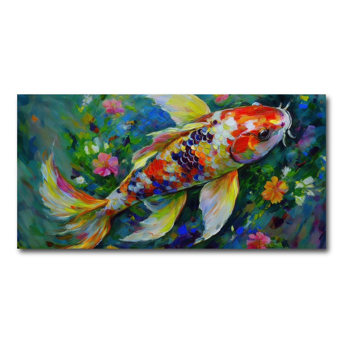 AUTO-MOCKUP WHITE | Watercolor Koi Fish | 1 Piece | Gallery Wrap Canvas | group=2x1