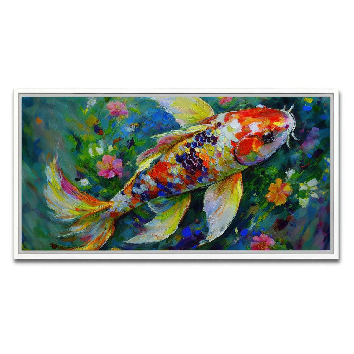 AUTO-MOCKUP WHITE | Watercolor Koi Fish | 1 Piece | White Framed Canvas | group=2x1