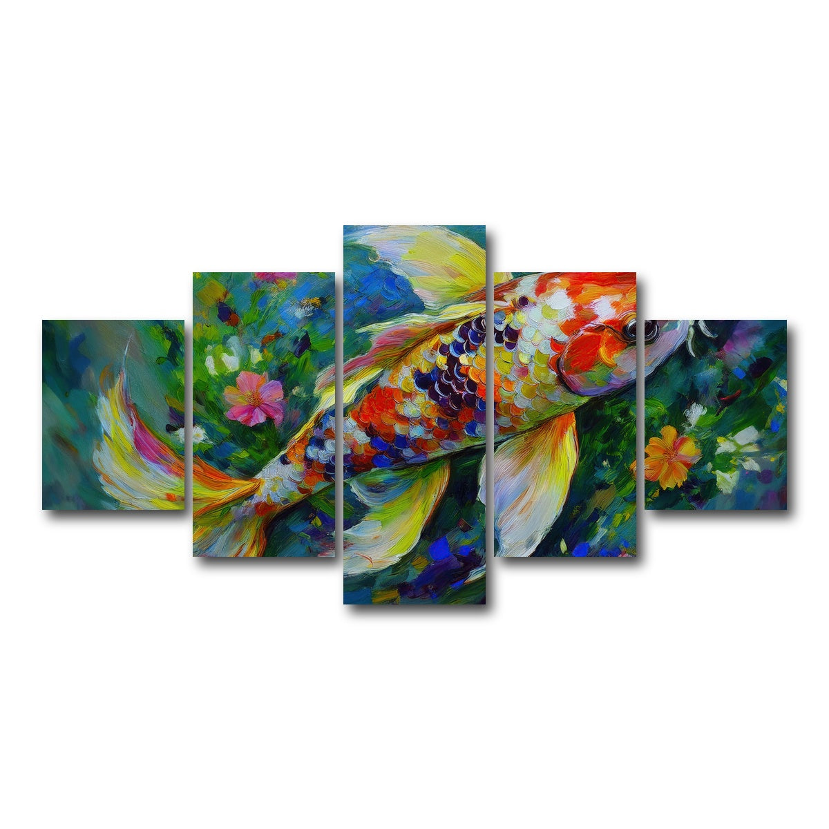 AUTO-MOCKUP WHITE | Watercolor Koi Fish | 5 Piece | Gallery Wrap Canvas | group=5_short