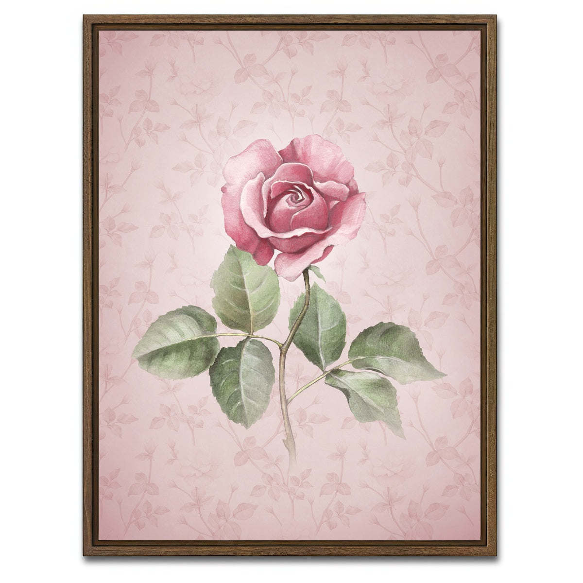 AUTO-MOCKUP WHITE | Watercolor Rose | 1 Piece | Walnut Framed Canvas | group=3x4
