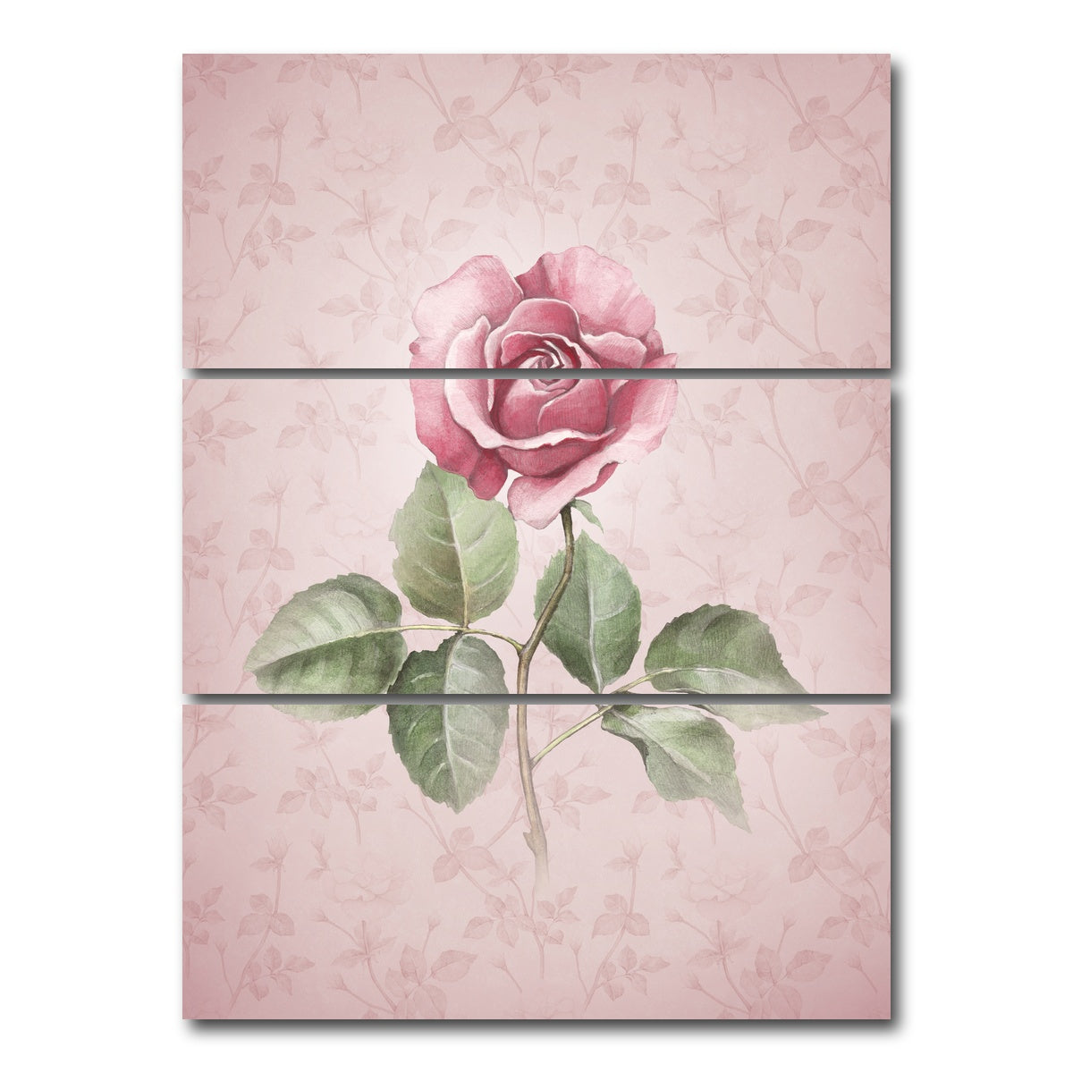 AUTO-MOCKUP WHITE | Watercolor Rose | 3 Piece | Gallery Wrap Canvas | group=8x18_stacked