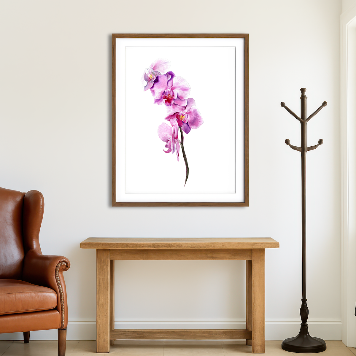AUTO-MOCKUP ROOM | Watercolor Orchid Wall Art
