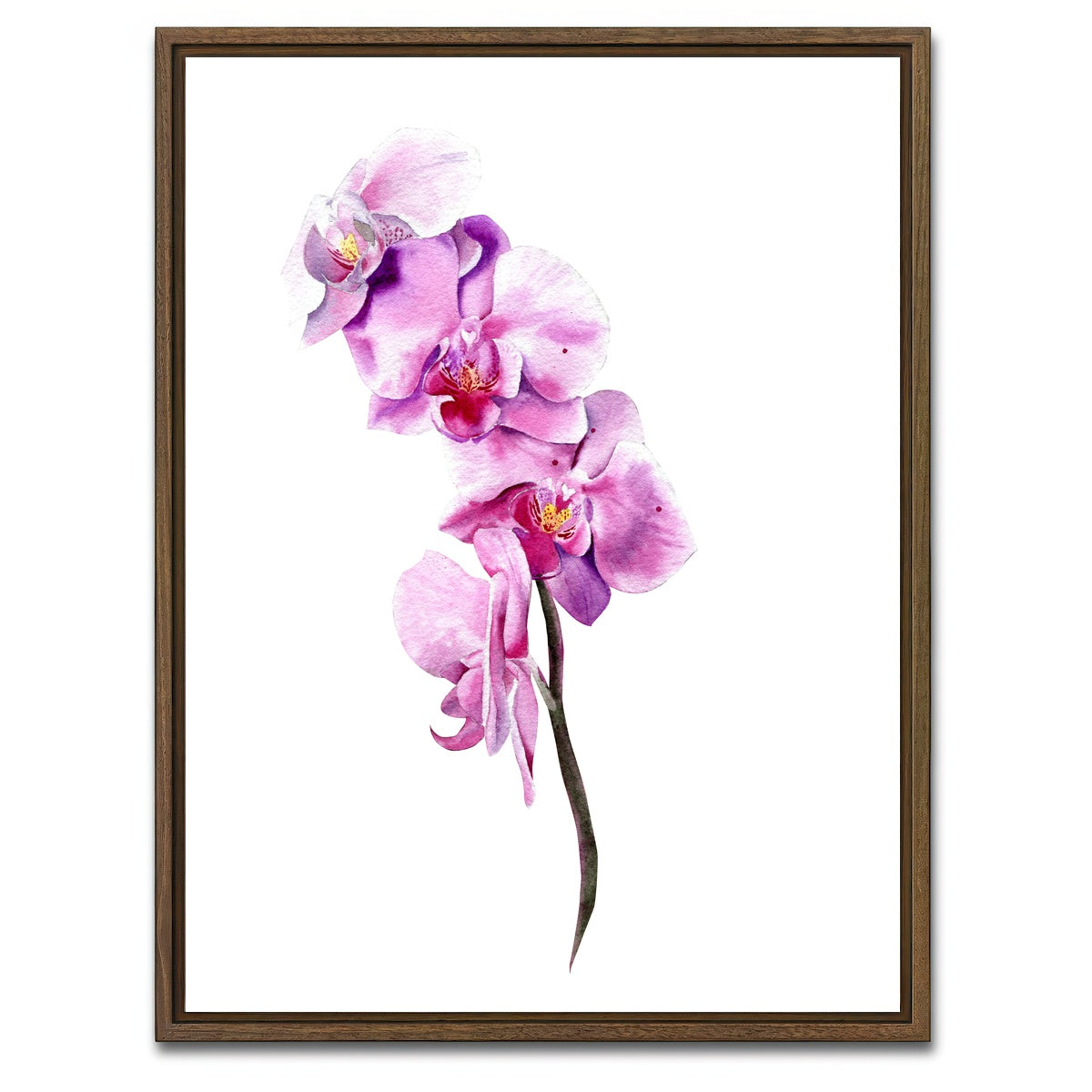 AUTO-MOCKUP WHITE | Watercolor orchid | 1 Piece | Walnut Framed Canvas | group=3x4