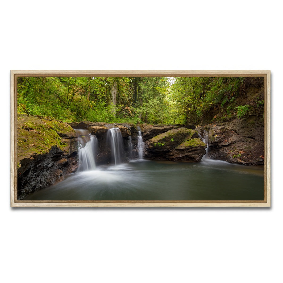 AUTO-MOCKUP WHITE | Waterfall at Rock Creek | 1 Piece | Natural Framed Canvas | group=2x1