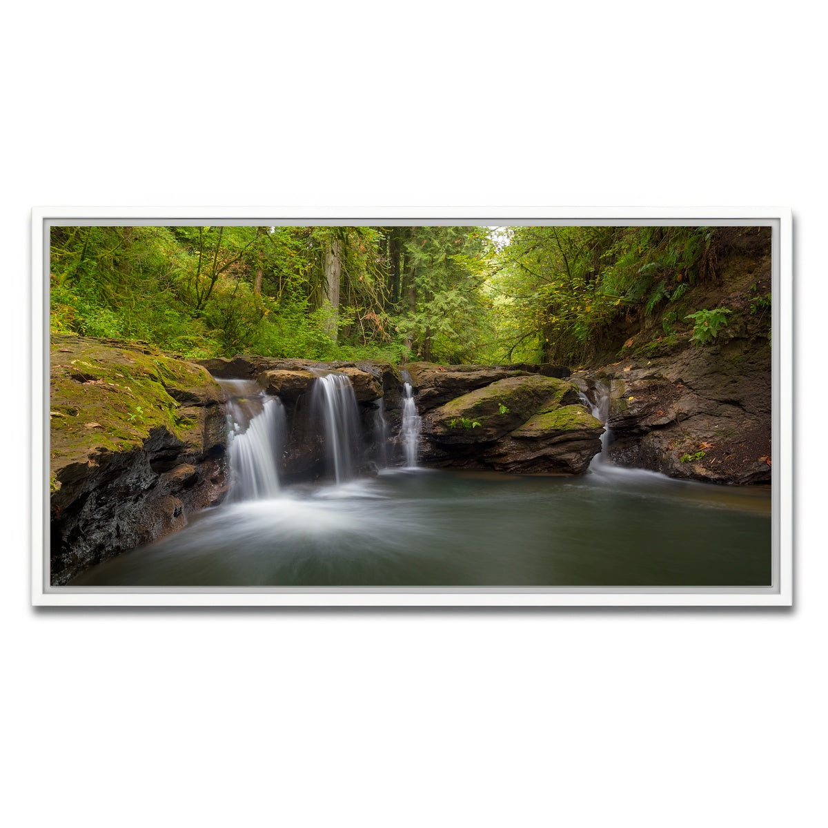 AUTO-MOCKUP WHITE | Waterfall at Rock Creek | 1 Piece | White Framed Canvas | group=2x1