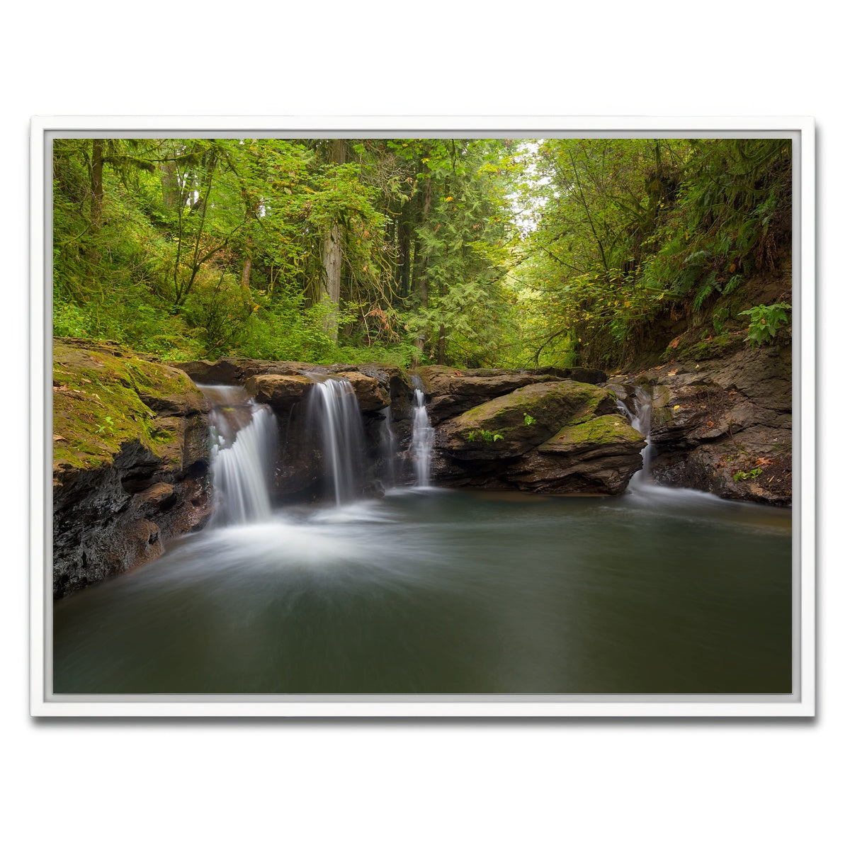 AUTO-MOCKUP WHITE | Waterfall at Rock Creek | 1 Piece | White Framed Canvas | group=4x3