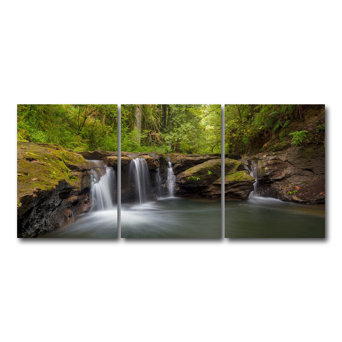 AUTO-MOCKUP WHITE | Waterfall at Rock Creek | 3 Piece | Gallery Wrap Canvas | group=18x24