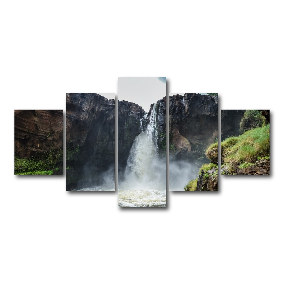 AUTO-MOCKUP WHITE | Waterfall of Rio Farinha - Brazil | 5 Piece | Gallery Wrap Canvas | group=5_short