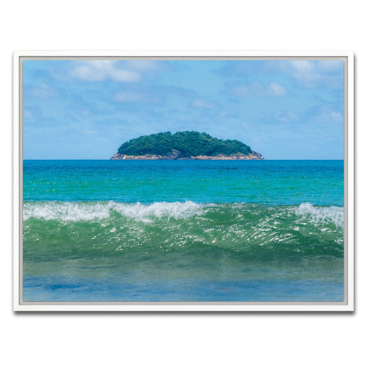 AUTO-MOCKUP WHITE | Wave and Island | 1 Piece | White Framed Canvas | group=4x3