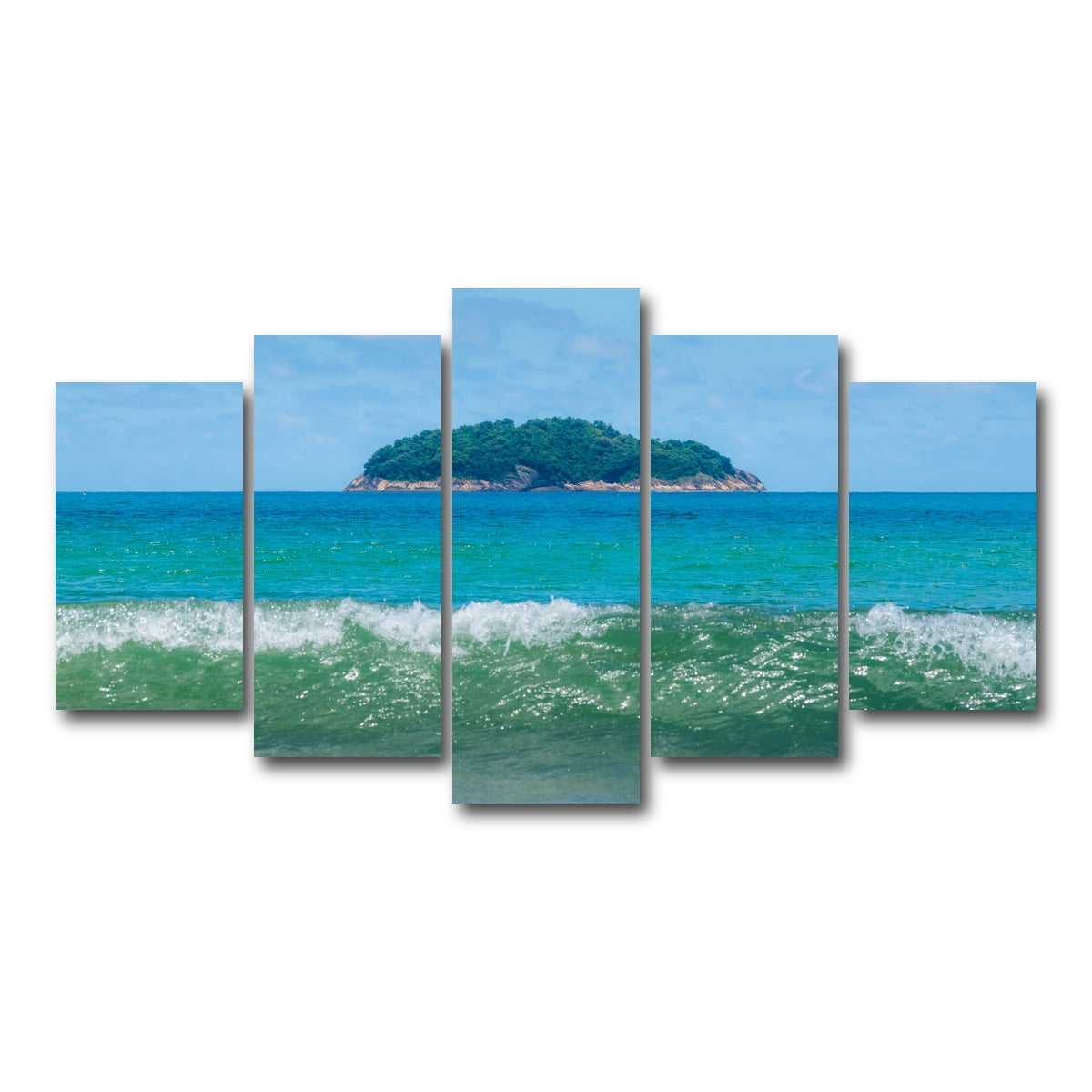 AUTO-MOCKUP WHITE | Wave and Island | 5 Piece | Gallery Wrap Canvas | group=5_normal