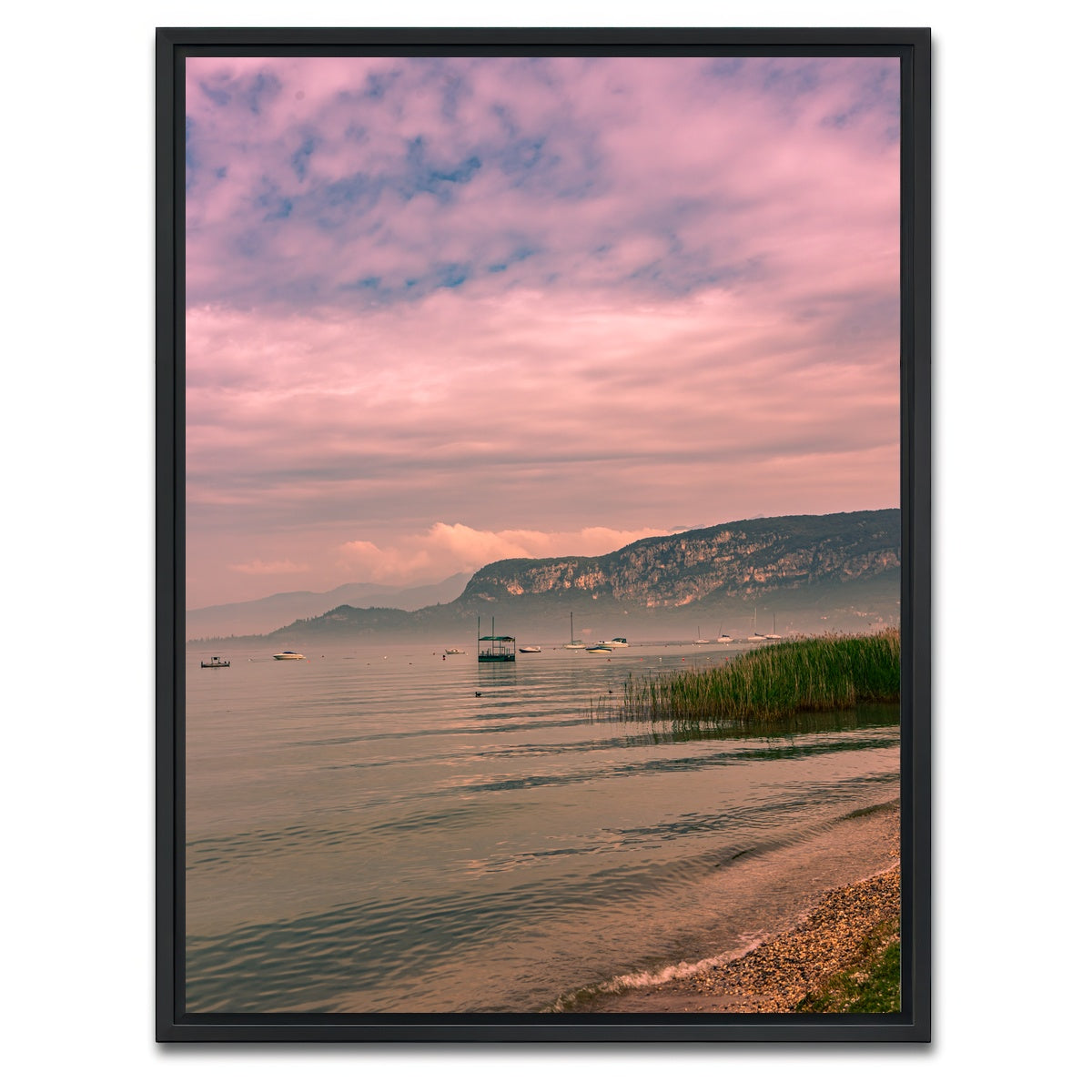 AUTO-MOCKUP WHITE | Waves on lake | 1 Piece | Black Framed Canvas | group=3x4