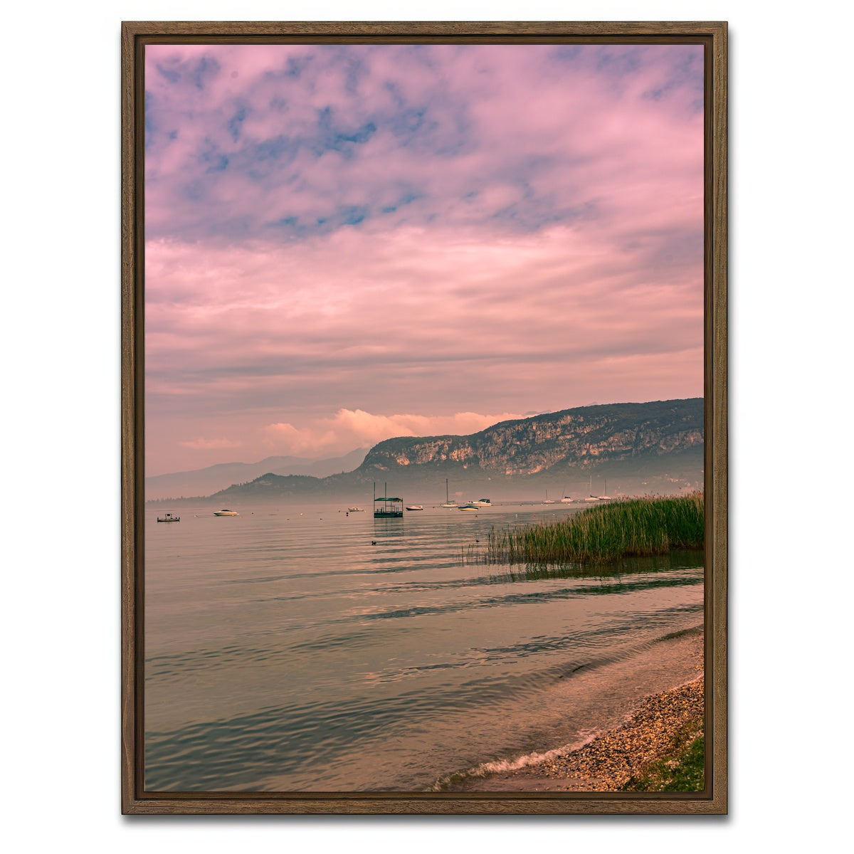 AUTO-MOCKUP WHITE | Waves on lake | 1 Piece | Walnut Framed Canvas | group=3x4
