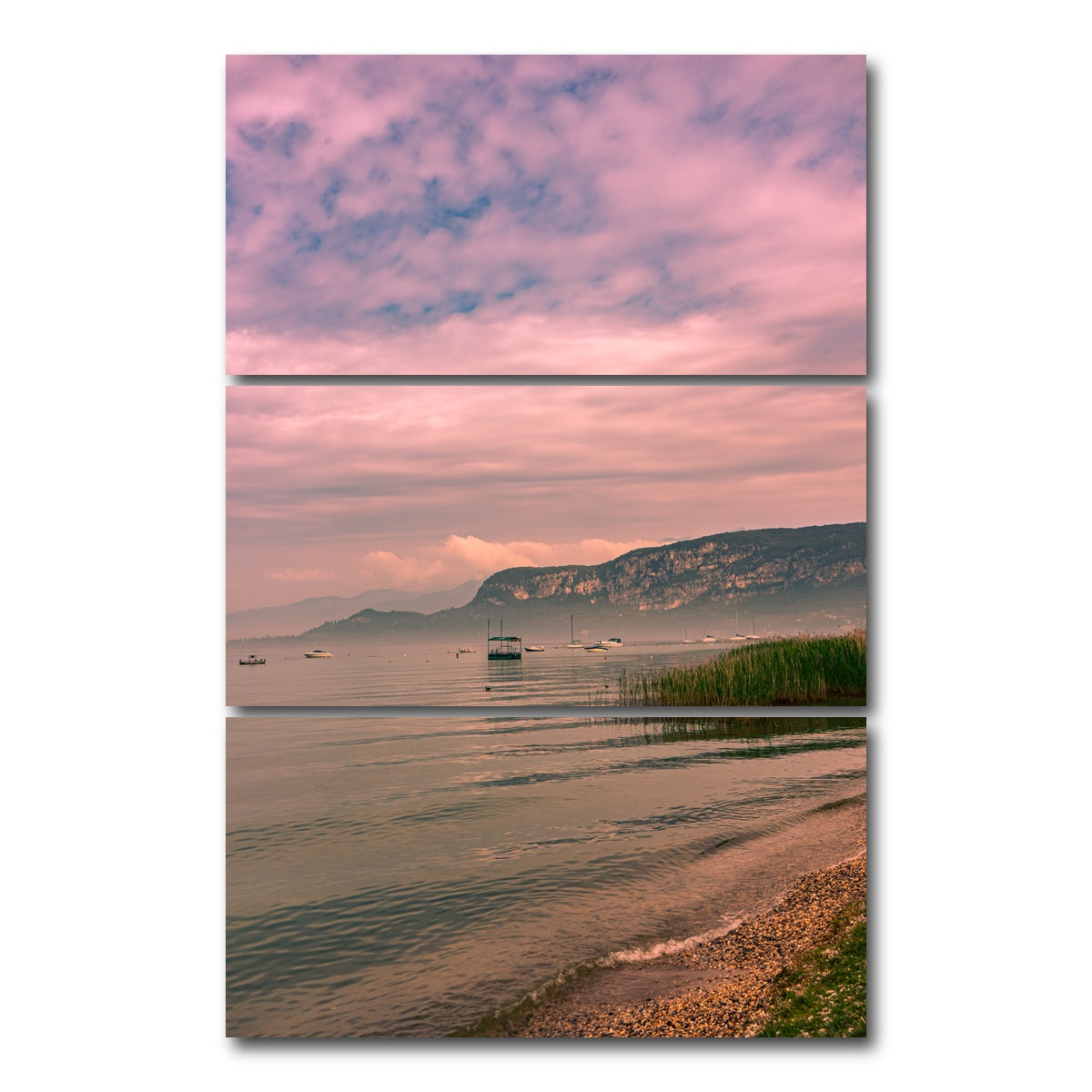 AUTO-MOCKUP WHITE | Waves on lake | 3 Piece | Gallery Wrap Canvas | group=12x24_stacked