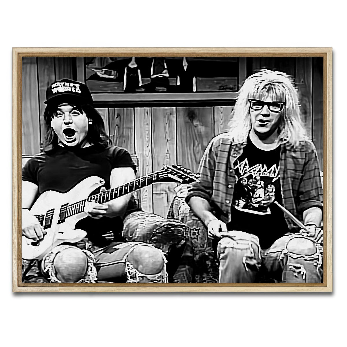 AUTO-MOCKUP WHITE | Wayne's World Grayscale | 1 Piece | Natural Framed Canvas | group=4x3