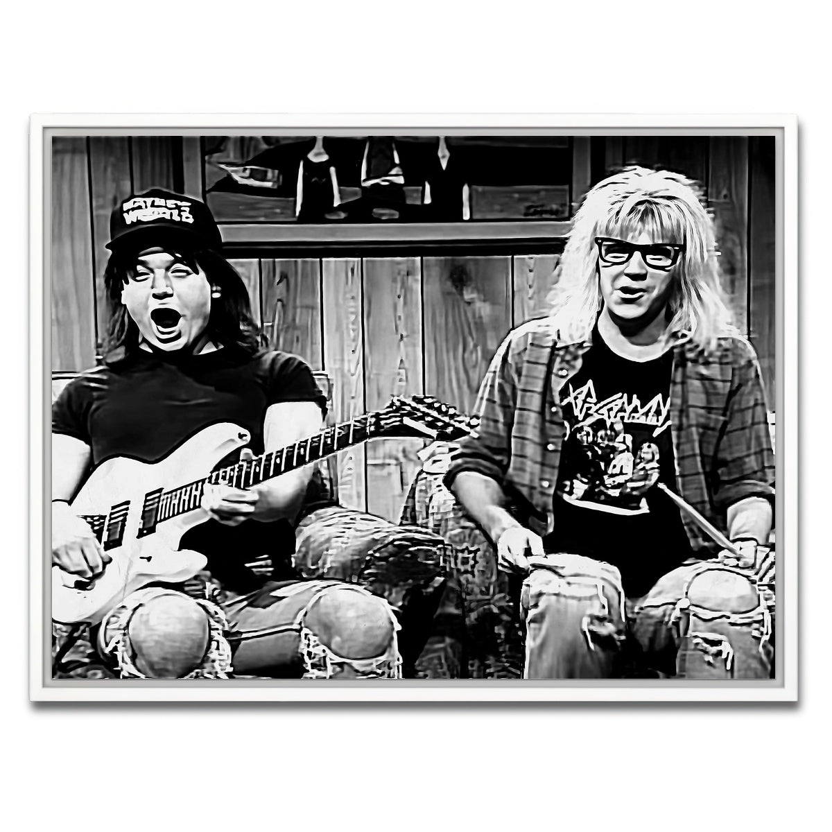 AUTO-MOCKUP WHITE | Wayne's World Grayscale | 1 Piece | White Framed Canvas | group=4x3